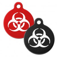 Engraved Biohazard Aluminium 31mm Large Round Pet Dog ID Tag